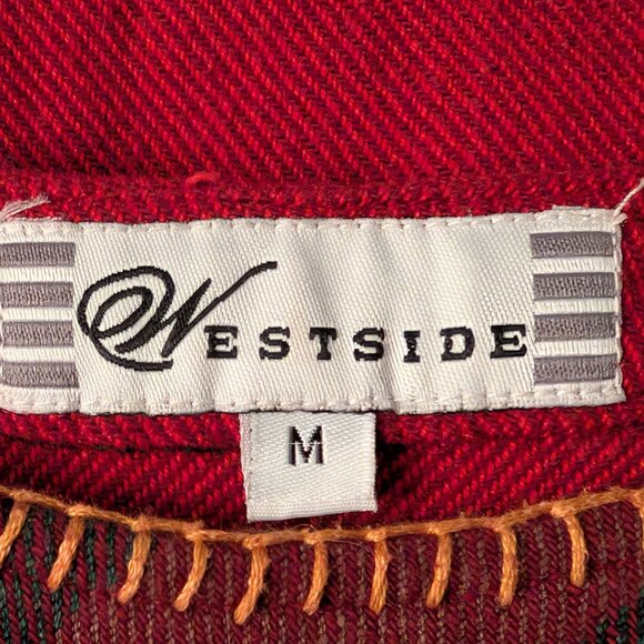 Westside Womens Sz M Red Aztec Geometric Embroidered Sleeveless Tunic Top Dress - Picture 9 of 11